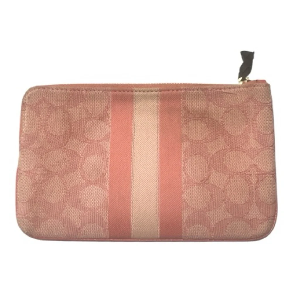 Coach Pink Dempsey Large Corner Zip Clutch Wallet In Signature Jacquard